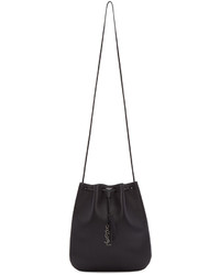 Saint Laurent Black Leather Jen Flat Shoulder Bag