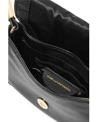 Diane von Furstenberg Bullseye Mini Suede Paneled Leather Shoulder Bag Black