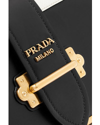 Prada Cahier Small Two Tone Leather Shoulder Bag Black