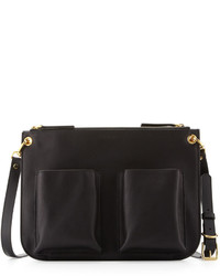 Marni Calfskin Double Pocket Shoulder Bag Black