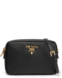 Prada Camera Textured Leather Shoulder Bag Black