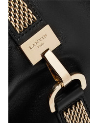 Lanvin Chain Trimmed Leather Wristlet Bag Black