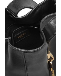 Lanvin Chain Trimmed Leather Wristlet Bag Black