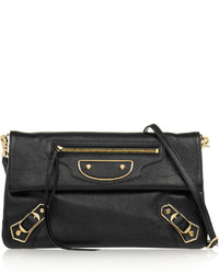 Balenciaga Classic Metallic Edge Envelope Textured Leather Shoulder Bag Black