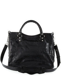 Balenciaga Classic Nickel Velo Aj Leather Bag Black