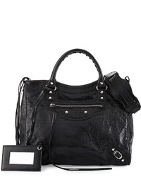 Balenciaga Classic Nickel Velo Aj Leather Bag Black