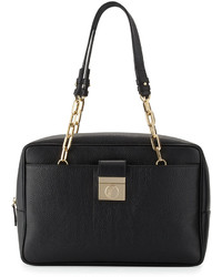 Versace Collection Chain Handle Leather Shoulder Bag Nero