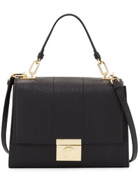 Versace Collection Lock Flap Top Small Leather Shoulder Bag Nero