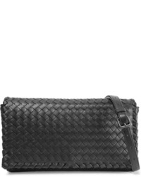 Bottega Veneta Convertible Intrecciato Leather Shoulder Bag Black