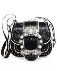 Miu Miu Dahlia Jewel Buckle Studded Leather Shoulder Bag
