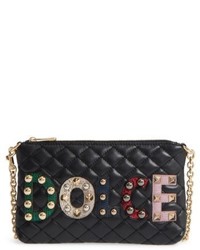 Dolce & Gabbana Dolcegabbana Studded Logo Patch Leather And Genuine Snakeskin Bag