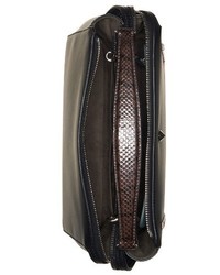 Fendi Dotcom Leather Genuine Snakeskin Satchel Black