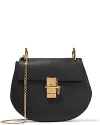 Chloé Drew Small Textured Leather Shoulder Bag Black
