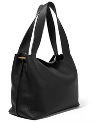 The Row Duplex Textured Leather Shoulder Bag Black