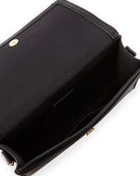 Neiman Marcus Edie Faux Leather Flap Top Shoulder Bag Black