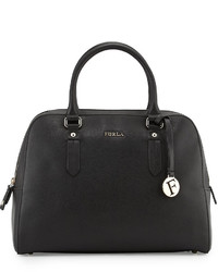 Furla Elena Medium Leather Satchel Bag Onyx