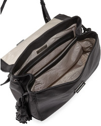 Badgley Mischka Emma Leather Tassel Satchel Bag Black