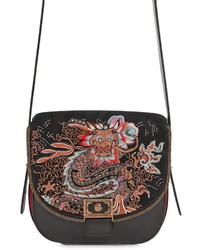 Etro Medium Dragon Embroidered Leather Bag