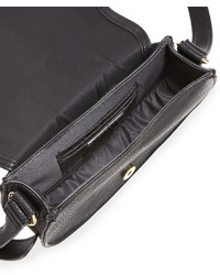 Neiman Marcus Faux Leather Saddle Bag Black