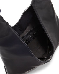 Halston Front Closure Leather Hobo Bag Black