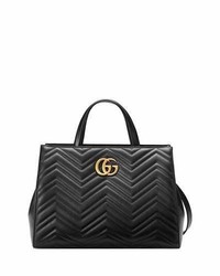 Gucci Gg Marmont Medium Matelass Top Handle Bag Black