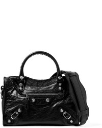 Balenciaga Giant 12 City Aj Mini Textured Leather Shoulder Bag Black