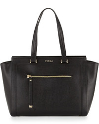 Furla Ginevra Large Leather Satchel Bag Onyx