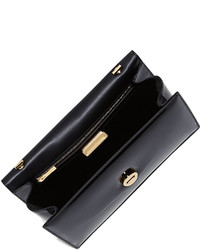 Salvatore Ferragamo Ginny Patent Leather Shoulder Bag Black