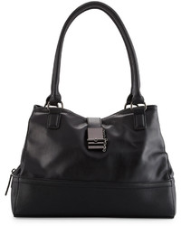 French Connection Glory Faux Leather Satchel Bag Black