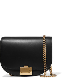 Victoria Beckham Half Moon Box Chain Leather Shoulder Bag Black