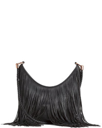 H&M Hobo Bag With Fringe Black Ladies