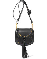 Chloé Hudson Mini Studded Textured Leather Shoulder Bag Black