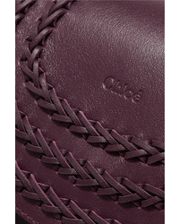 Chloé Hudson Small Whipstitched Leather Shoulder Bag Grape