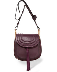 Chloé Hudson Small Whipstitched Leather Shoulder Bag Grape