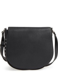 Sole Society Johanna Grommet Detail Faux Leather Saddle Bag Black