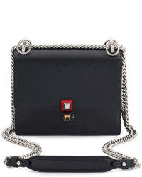 Fendi Kan I Mini Leather Chain Shoulder Bag Black