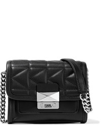 Karl Lagerfeld Kkuilted Mini Leather Shoulder Bag Black