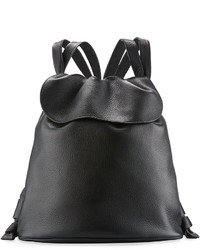 The Row Knapsack Tumbled Leather Flap Top Bag Black