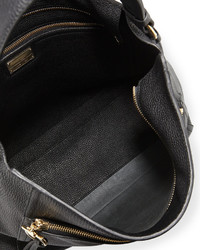 Salvatore Ferragamo Leather Hobo Bag Black