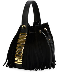 Moschino Logo Leather Drawstring Shoulder Bag