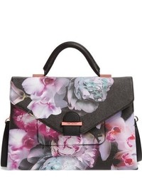 Ted Baker London Ethereal Posie Faux Leather Satchel Black