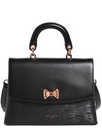 Ted Baker London Lady Bow Flap Top Handle Leather Satchel Black
