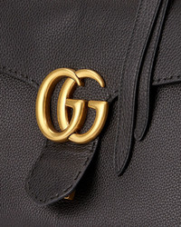 Gucci Marmont Large Leather Top Handle Bag Black