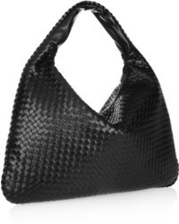 Bottega Veneta Maxi Veneta Intrecciato Leather Shoulder Bag Black