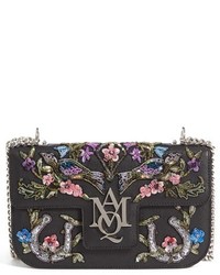 Alexander McQueen Medium Insignia Calfskin Leather Shoulder Bag Black
