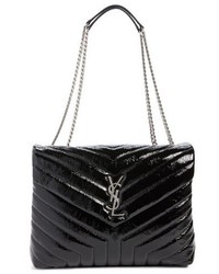 Saint Laurent Medium Loulou Patent Leather Shoulder Bag Black
