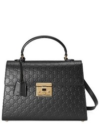 Gucci Medium Padlock Top Handle Signature Leather Bag