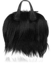 Givenchy Micro Nightingale Shoulder Bag In Black Goat Hair And Leather