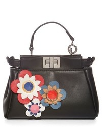 Fendi Micro Peekaboo Floral Appliqu Leather Bag