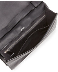 Vince Modern V Medium Python Embossed Shoulder Bag Black